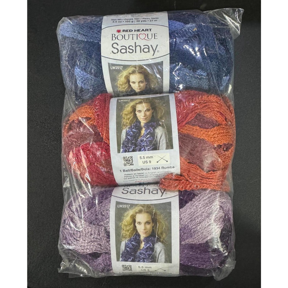 3 Skein Red Heart Boutique Sashay Yarn - Boogie, Rumba & Salsa